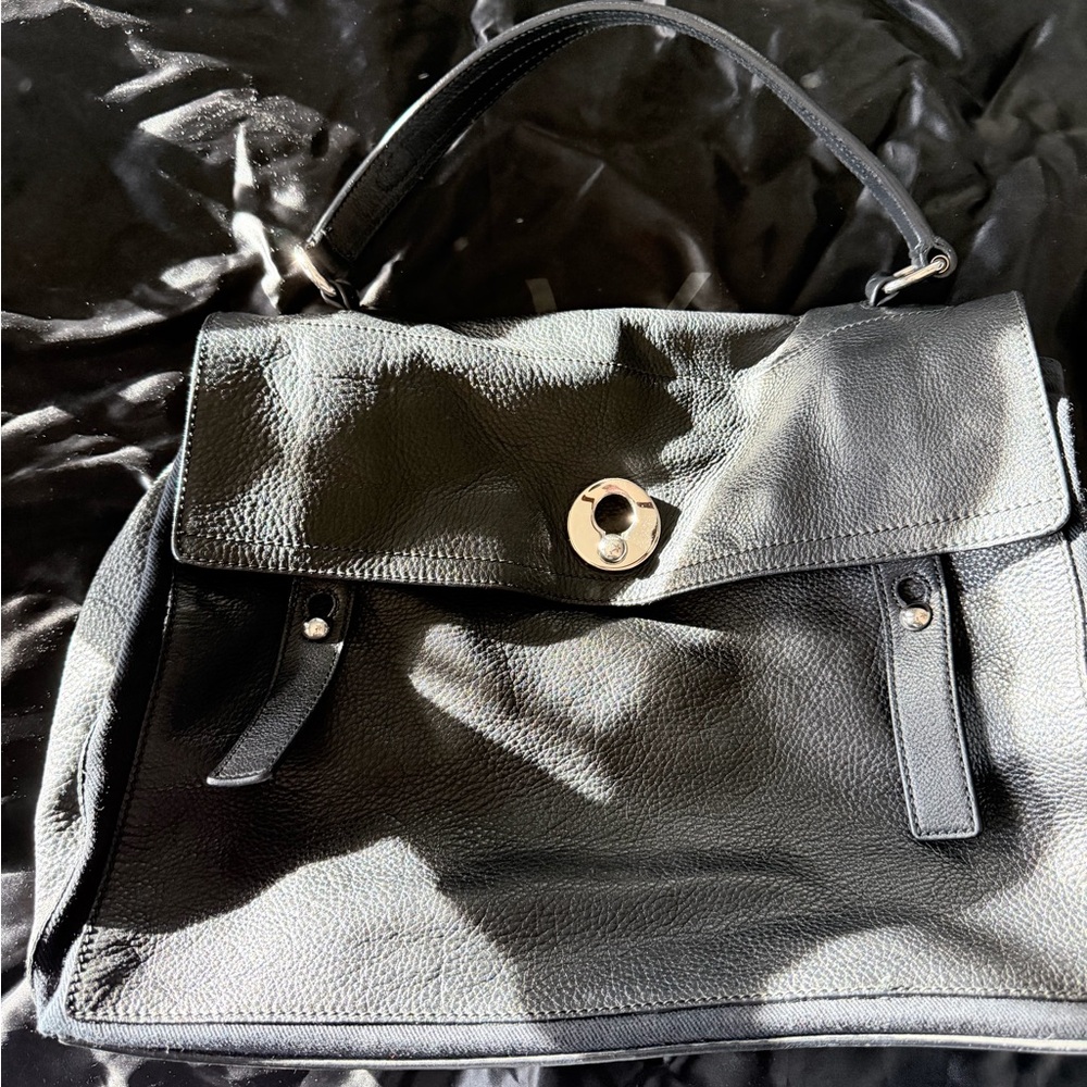 Yves Saint Laurent Black Textured Satchel